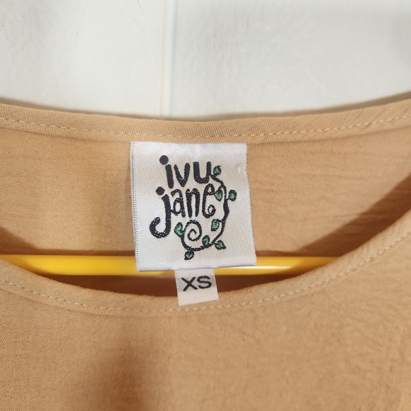 Ivy Jane Pale Yellow Dolman Sleeve Blouse Size XS Boho Peasant Lounge - Picture 3 of 14